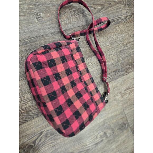 Vera Bradley Red Black Buffalo Plaid Front Flap Quilted Crossbody Shoulder Purse - Picture 4 of 6